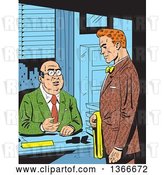 Vector Clip Art of Retro Comic Styled Red Haired White Business Man Meeting with His Boss by Clip Art Mascots