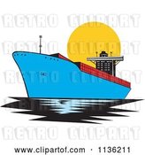 Vector Clip Art of Retro Commercial Tanker Ship 1 by Patrimonio