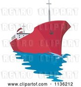 Vector Clip Art of Retro Commercial Tanker Ship 2 by Patrimonio