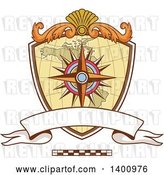 Vector Clip Art of Retro Compass Rose and Map Navigator Coat of Arms Crest by Patrimonio