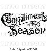 Vector Clip Art of Retro Compliments of the Season Text in by Prawny Vintage
