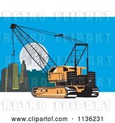 Vector Clip Art of Retro Construction Crane and City by Patrimonio