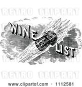 Vector Clip Art of Retro Cork Flying with Wine List Text by Prawny Vintage