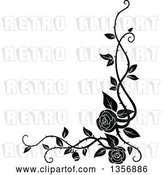 Vector Clip Art of Retro Corner Floral Rose Vine Border Design Element by Vector Tradition SM