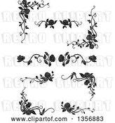 Vector Clip Art of Retro Corner Floral Rose Vine Border Design Elements by Vector Tradition SM