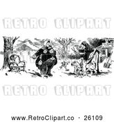 Vector Clip Art of Retro Couple and Chickens by Prawny Vintage