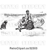 Vector Clip Art of Retro Couple and Dog on a Beach in by Picsburg