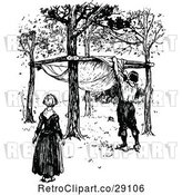 Vector Clip Art of Retro Couple Building a Shelter by Prawny Vintage