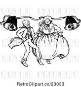 Vector Clip Art of Retro Couple Dancing Under Bells by Prawny Vintage