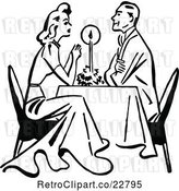 Vector Clip Art of Retro Couple Dining by Candle Light by Prawny Vintage