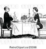 Vector Clip Art of Retro Couple Dining by Prawny Vintage