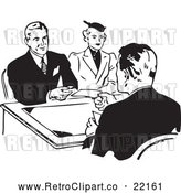 Vector Clip Art of Retro Couple Discussing a Loan by BestVector
