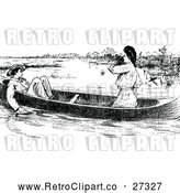 Vector Clip Art of Retro Couple in a Boat by Prawny Vintage