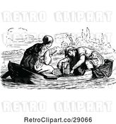 Vector Clip Art of Retro Couple in a Boat by Prawny Vintage