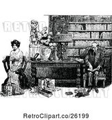 Vector Clip Art of Retro Couple in a Library by Prawny Vintage