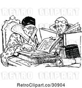 Vector Clip Art of Retro Couple Reading Books by Prawny Vintage