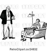 Vector Clip Art of Retro Couple, the Wife Unimpressed by Prawny Vintage
