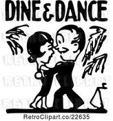 Vector Clip Art of Retro Couple Under Dine and Dance Text by BestVector