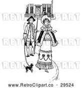 Vector Clip Art of Retro Couple Walking with a Dog by Prawny Vintage