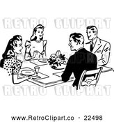 Vector Clip Art of Retro Couples Dining Together by BestVector
