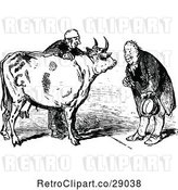 Vector Clip Art of Retro Cow and Men by Prawny Vintage