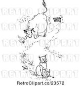 Vector Clip Art of Retro Cow Chasing a Dog by Prawny Vintage