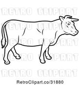 Vector Clip Art of Retro Cow in Profile by AtStockIllustration
