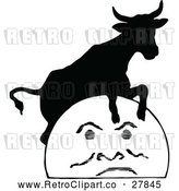 Vector Clip Art of Retro Cow Jumping over the Moon 2 by Prawny Vintage