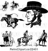 Vector Clip Art of Retro Cowboys Horses and a Couple by BestVector