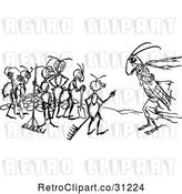 Vector Clip Art of Retro Cricket and Worker Ants by Prawny Vintage