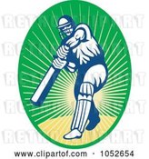 Vector Clip Art of Retro Cricket Batsman Logo - 11 by Patrimonio