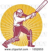 Vector Clip Art of Retro Cricket Batsman Logo - 5 by Patrimonio