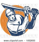 Vector Clip Art of Retro Cricket Batsman Logo - 8 by Patrimonio