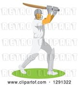 Vector Clip Art of Retro Cricket Batsman Player by Patrimonio