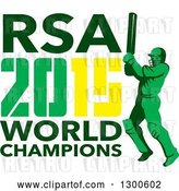 Vector Clip Art of Retro Cricket Player Batsman with RSA 2015 World Champions Text by Patrimonio