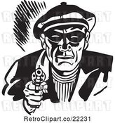 Vector Clip Art of Retro Criminal Pointing a Gun by BestVector