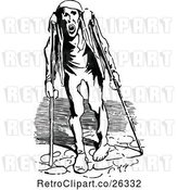 Vector Clip Art of Retro Crippled Guy with Crutches by Prawny Vintage