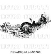 Vector Clip Art of Retro Crocodile Resting by Prawny Vintage