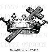 Vector Clip Art of Retro Cross and Crown by Prawny Vintage