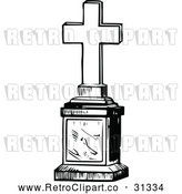 Vector Clip Art of Retro Cross Graveyard Memorial by Prawny Vintage