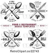 Vector Clip Art of Retro Crossed Silverware Restaurant Designs with Sample Text by BestVector