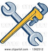 Vector Clip Art of Retro Crossed Spanner and Monkey Wrenches by Patrimonio