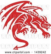 Vector Clip Art of Retro Crouching Red Gargoyle Dragon by Patrimonio