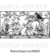 Vector Clip Art of Retro Crow Marrying a Girl and Rabbit by Prawny Vintage