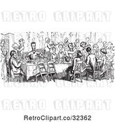 Vector Clip Art of Retro Crowd Dining in by Picsburg
