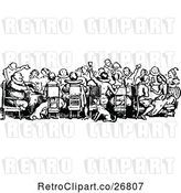 Vector Clip Art of Retro Crowd of People Dining by Prawny Vintage
