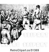 Vector Clip Art of Retro Crowd Watching Boxers with Copyspace by Prawny Vintage