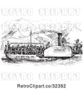 Vector Clip Art of Retro Crowded Rhine Boat in by Picsburg