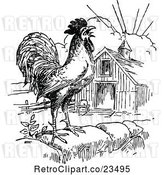 Vector Clip Art of Retro Crowing Rooster by Prawny Vintage