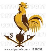 Vector Clip Art of Retro Crowing Rooster on a Weather Vane by Patrimonio